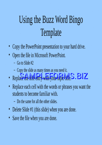 Buzz Word Bingo Game Template pdf ppt free