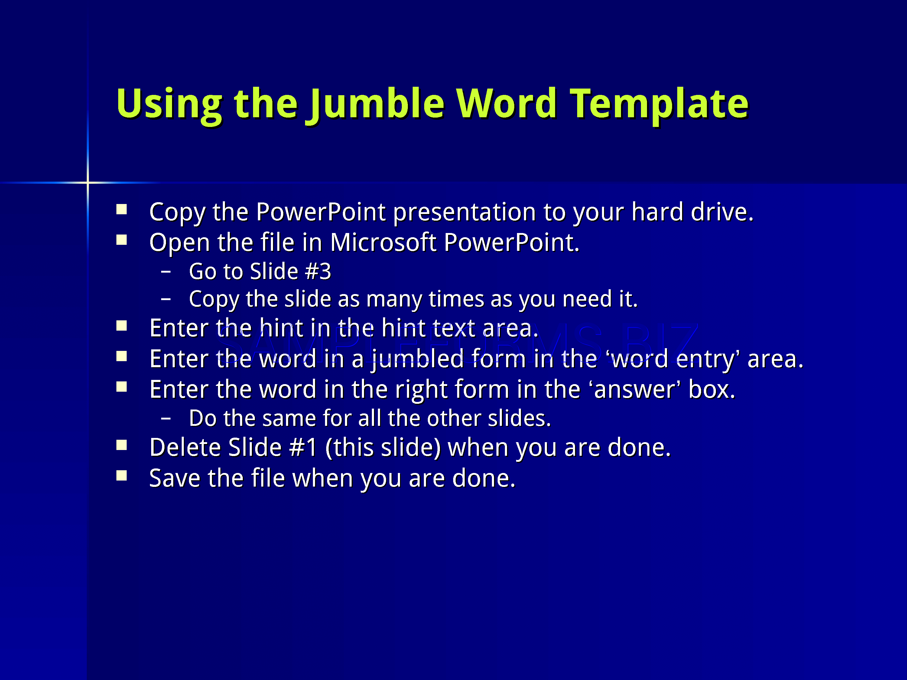 Preview free downloadable Word Jumble Game Template in PDF (page 1)